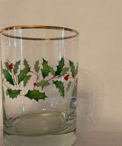 Holly Berry Gold Rimmed Short Glasses