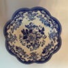 Spode blue & white floral scalloped plate rivet wall hanging vintage