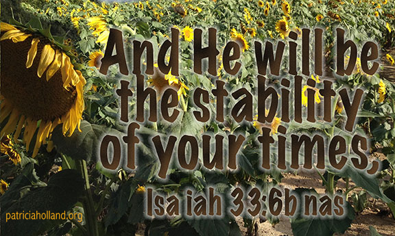 And He will be the stabilizer of your time Isaiah 33:6
stability of your times